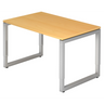 Bureau réglable en hauteur REGO 12 S avec plateau couleur hêtre et piètement argenté de hjh OFFICE PRO