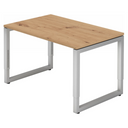 Bureau réglable en hauteur REGO 12 S en chêne rustique avec structure métallique argentée de hjh OFFICE PRO