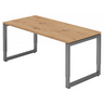Bureau réglable en hauteur REGO 16 G en chêne rustique avec piètement gris graphite de hjh OFFICE PRO