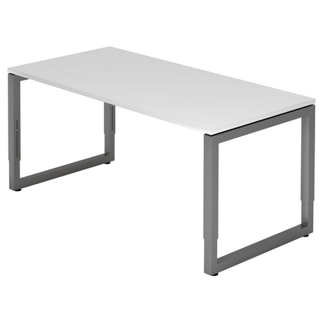 Bureau réglable en hauteur REGO 16 G avec plateau blanc et piètement graphite de hjh OFFICE PRO