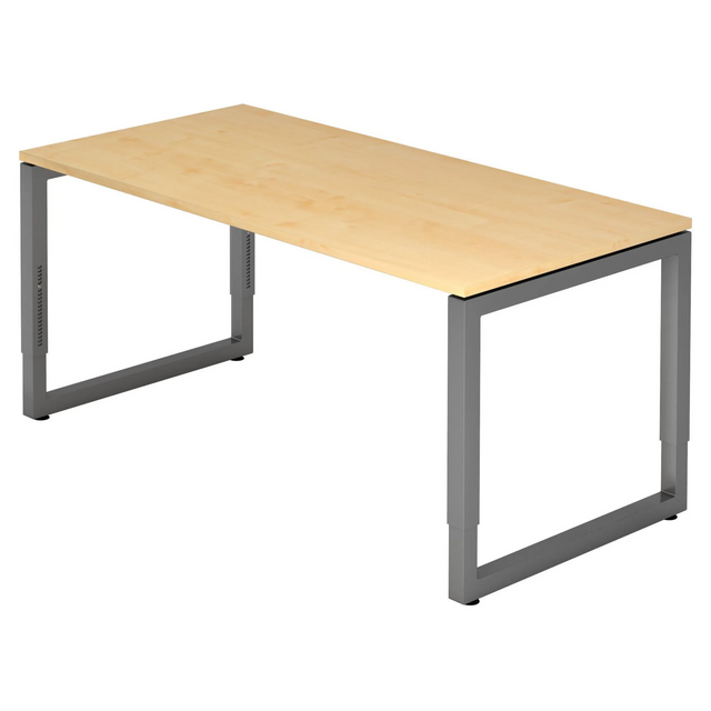 Bureau réglable en hauteur REGO 16 G aspect érable avec structure métallique gris graphite de hjh OFFICE PRO