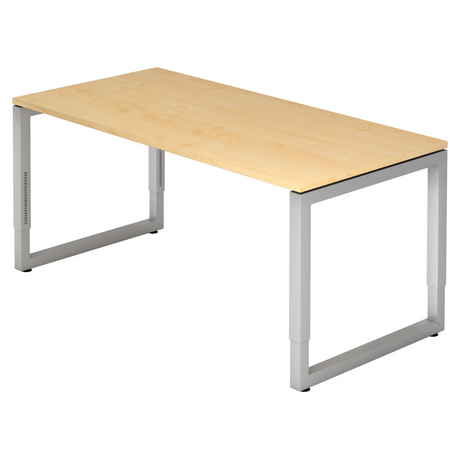 Bureau réglable en hauteur REGO 16 S en érable avec structure argentée de hjh OFFICE PRO