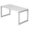 Bureau réglable en hauteur REGO 16 S en blanc et argent avec plateau rectangulaire de hjh OFFICE PRO