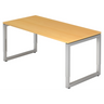 Bureau réglable en hauteur REGO 16 S avec plateau couleur hêtre et structure métallique argentée de hjh OFFICE PRO