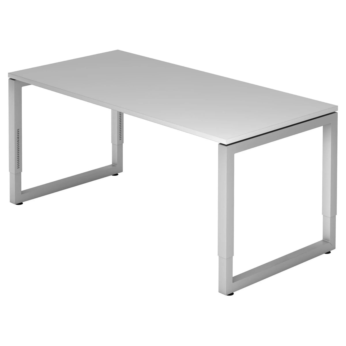 Bureau réglable en hauteur REGO 16 S en gris et argent avec plateau rectangulaire de hjh OFFICE PRO
