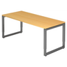 Bureau réglable en hauteur REGO 19 G avec plateau couleur hêtre et piètement gris graphite de hjh OFFICE PRO
