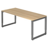 Bureau réglable en hauteur REGO 19 G en chêne avec piètement graphite de hjh OFFICE PRO