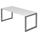 Bureau réglable en hauteur REGO 19 G avec plateau blanc et piètement graphite de hjh OFFICE PRO