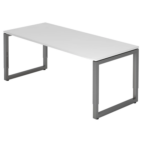 Bureau réglable en hauteur REGO 19 G avec plateau blanc et piètement graphite de hjh OFFICE PRO