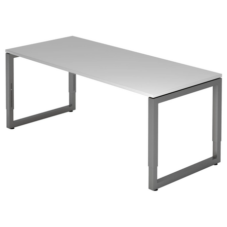 Bureau réglable en hauteur REGO 19 G en gris et graphite avec plateau rectangulaire de hjh OFFICE PRO
