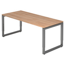Bureau réglable en hauteur REGO 19 G aspect noyer avec structure métallique graphite de hjh OFFICE PRO