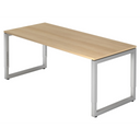 Bureau réglable en hauteur REGO 19 S aspect chêne avec piètement argenté de hjh OFFICE PRO