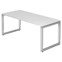 Bureau réglable en hauteur REGO 19 S en blanc et argent avec pieds en U de hjh OFFICE PRO