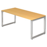 Bureau réglable en hauteur REGO 19 S aspect hêtre avec structure métallique argentée de hjh OFFICE PRO