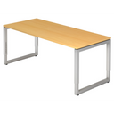 Bureau réglable en hauteur REGO 19 S aspect hêtre avec structure métallique argentée de hjh OFFICE PRO