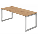 Bureau réglable en hauteur REGO 19 S en chêne noueux avec structure argentée de hjh OFFICE PRO