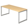 Bureau réglable en hauteur REGO 19 S avec plateau en érable et pieds en métal argenté de hjh OFFICE PRO
