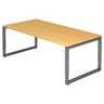 Bureau réglable en hauteur REGO 2E G aspect hêtre avec piètement gris graphite de hjh OFFICE PRO