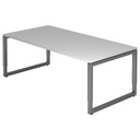Bureau réglable en hauteur REGO 2E G en gris et graphite avec plateau rectangulaire de hjh OFFICE PRO