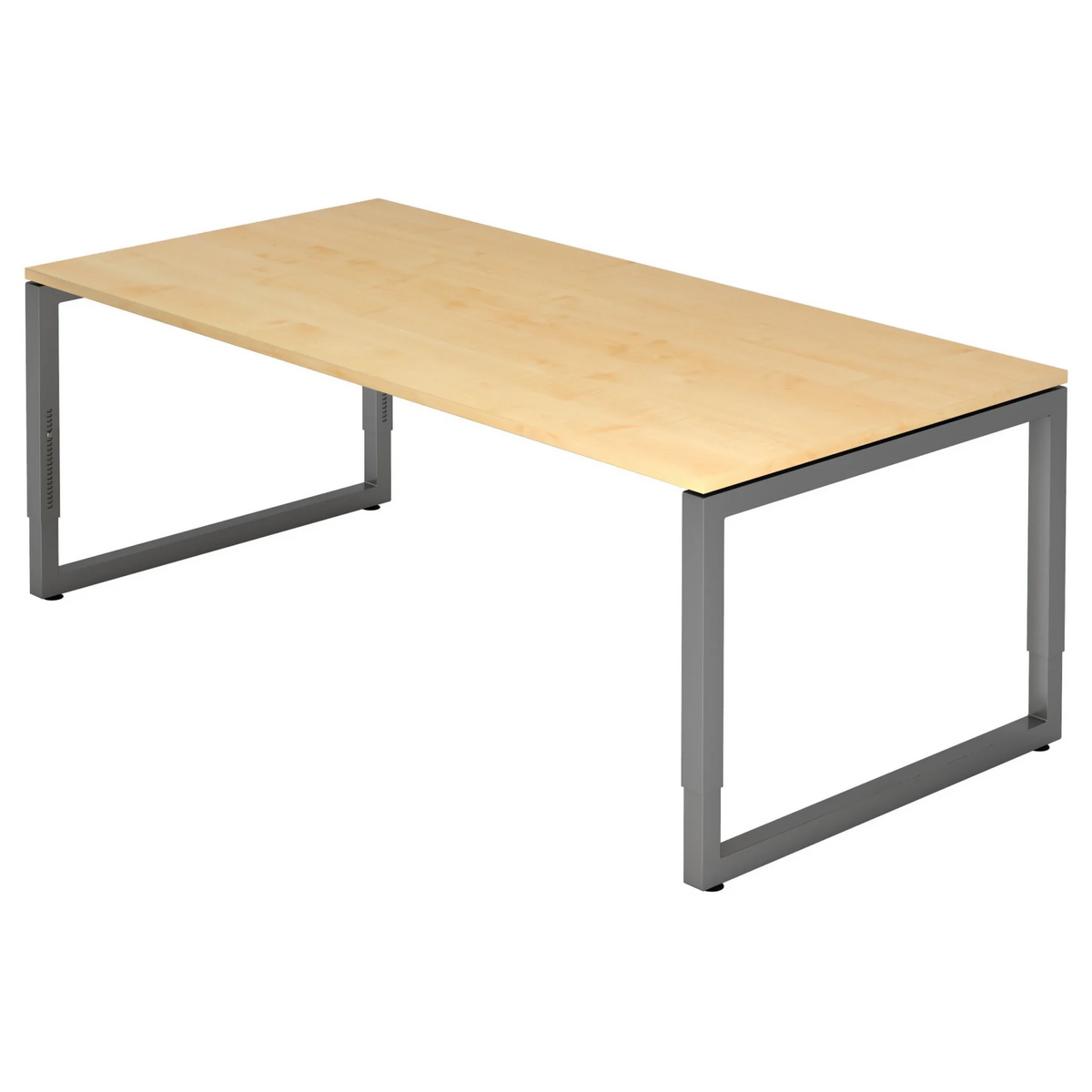 Bureau réglable en hauteur REGO 2E G en érable et graphite avec piètement en U de hjh OFFICE PRO