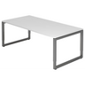 Bureau réglable en hauteur REGO 2E G avec plateau blanc et piètement gris graphite de hjh OFFICE PRO