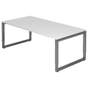 Bureau réglable en hauteur REGO 2E G avec plateau blanc et piètement gris graphite de hjh OFFICE PRO
