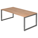 Bureau réglable en hauteur REGO 2E G aspect noyer avec piètement graphite de hjh OFFICE PRO