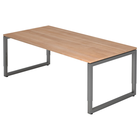 Bureau réglable en hauteur REGO 2E G aspect noyer avec piètement graphite de hjh OFFICE PRO