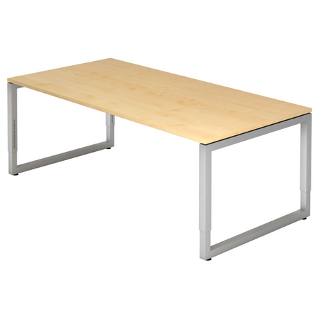 Bureau réglable en hauteur REGO 2E S aspect érable avec structure argentée de hjh OFFICE PRO