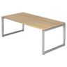 Bureau réglable en hauteur REGO 2E S aspect chêne avec structure argentée de hjh OFFICE PRO
