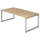 Bureau réglable en hauteur REGO 2E S aspect chêne avec structure argentée de hjh OFFICE PRO