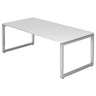 Bureau réglable en hauteur REGO 2E S en blanc et argent avec plateau rectangulaire de hjh OFFICE PRO