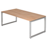 Bureau réglable en hauteur REGO 2E S avec plateau en noyer et structure argentée de hjh OFFICE PRO
