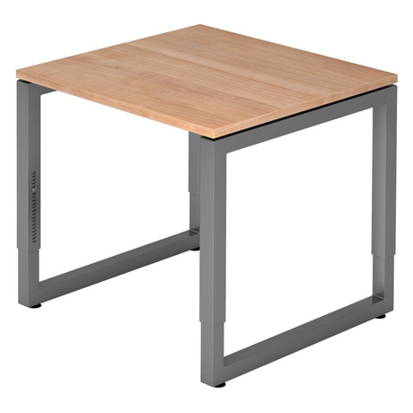 Bureau réglable en hauteur REGO 8 G avec plateau effet noyer et piètement gris graphite de hjh OFFICE PRO