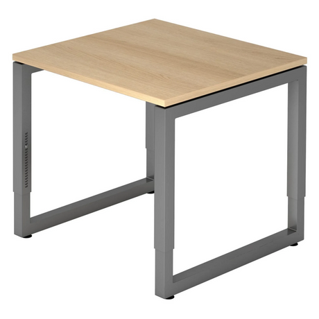 Bureau réglable en hauteur REGO 8 G en chêne et graphite avec plateau carré de hjh OFFICE PRO