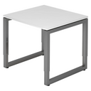 Bureau réglable en hauteur REGO 8 G avec plateau blanc et piètement gris graphite de hjh OFFICE PRO