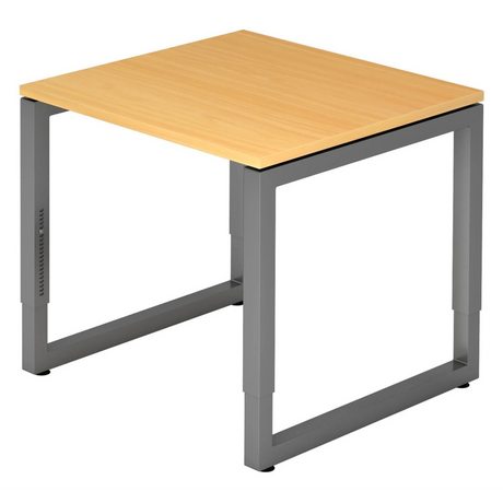 Bureau réglable en hauteur REGO 8 G en hêtre et graphite avec plateau carré de hjh OFFICE PRO
