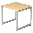 Bureau réglable en hauteur REGO 8 S avec plateau en bois d'érable et structure argentée de hjh OFFICE PRO