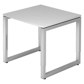 Bureau gris REGO 8 S avec structure argentée et réglage en hauteur de hjh OFFICE PRO