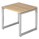 Bureau réglable en hauteur REGO 8 S avec plateau couleur chêne et structure argentée de hjh OFFICE PRO