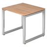 Bureau réglable en hauteur REGO 8 S avec plateau en noyer marron clair et structure argentée de hjh OFFICE PRO