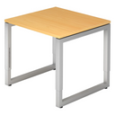 Bureau réglable en hauteur REGO 8 S avec décor hêtre et structure argentée de hjh OFFICE PRO