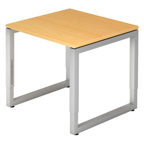 Bureau réglable en hauteur REGO 8 S avec décor hêtre et structure argentée de hjh OFFICE PRO