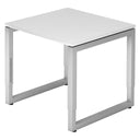 Bureau réglable en hauteur REGO 8 S avec plateau blanc et structure argentée de hjh OFFICE PRO