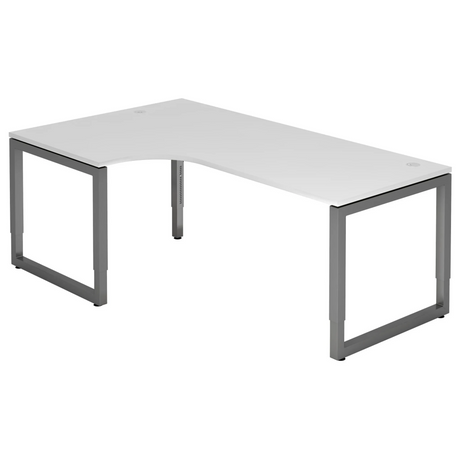 Bureau en L REGO 82 G blanc et graphite avec piètement réglable en hauteur de hjh OFFICE PRO