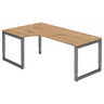 Bureau en L réglable en hauteur REGO 82 G en chêne rustique avec structure graphite de hjh OFFICE PRO