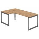 Bureau en L réglable en hauteur REGO 82 G en chêne rustique avec structure graphite de hjh OFFICE PRO