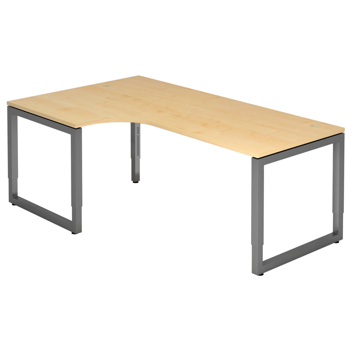 Bureau en L réglable en hauteur REGO 82 G aspect érable avec structure gris graphite de hjh OFFICE PRO