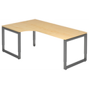 Bureau en L réglable en hauteur REGO 82 G aspect érable avec structure gris graphite de hjh OFFICE PRO