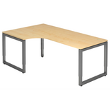Bureau en L réglable en hauteur REGO 82 G aspect érable avec structure gris graphite de hjh OFFICE PRO